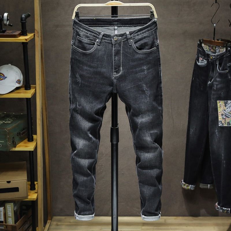 Heren Jeans Donkere Streetstyle-jeans Met Merknaam