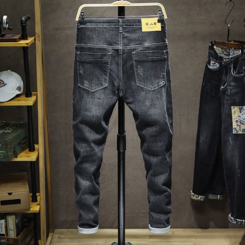 Heren Jeans Donkere Streetstyle-jeans Met Merknaam