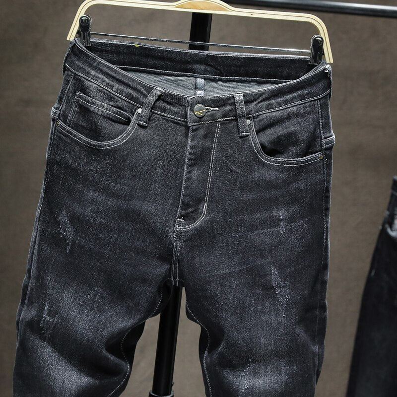 Heren Jeans Donkere Streetstyle-jeans Met Merknaam