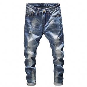 Heren Jeans Gerafelde Spijkerbroek Met Stretch