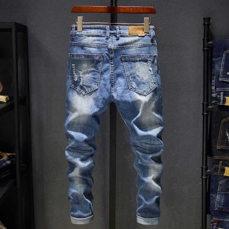 Heren Jeans Gerafelde Spijkerbroek Met Stretch