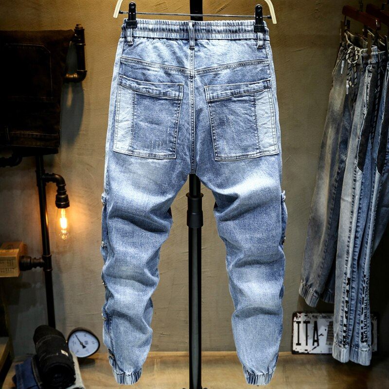 Heren Jeans Joggerjeans Met Stretch Aan De Zijkant En Klinknagels