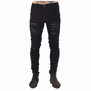 Hip Hop Swag Distressed Slim Jeans Heren 3 Kleuren