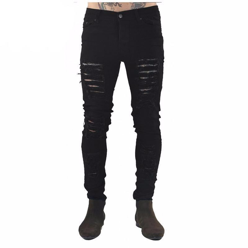 Hip Hop Swag Distressed Slim Jeans Heren 3 Kleuren