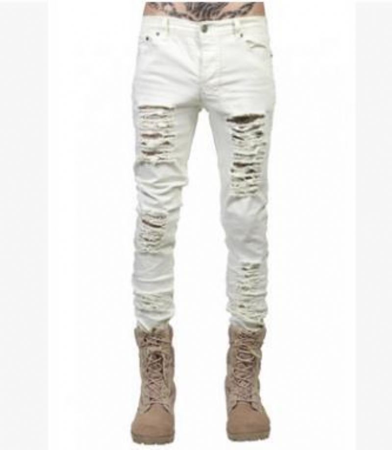 Hip Hop Swag Distressed Slim Jeans Heren 3 Kleuren