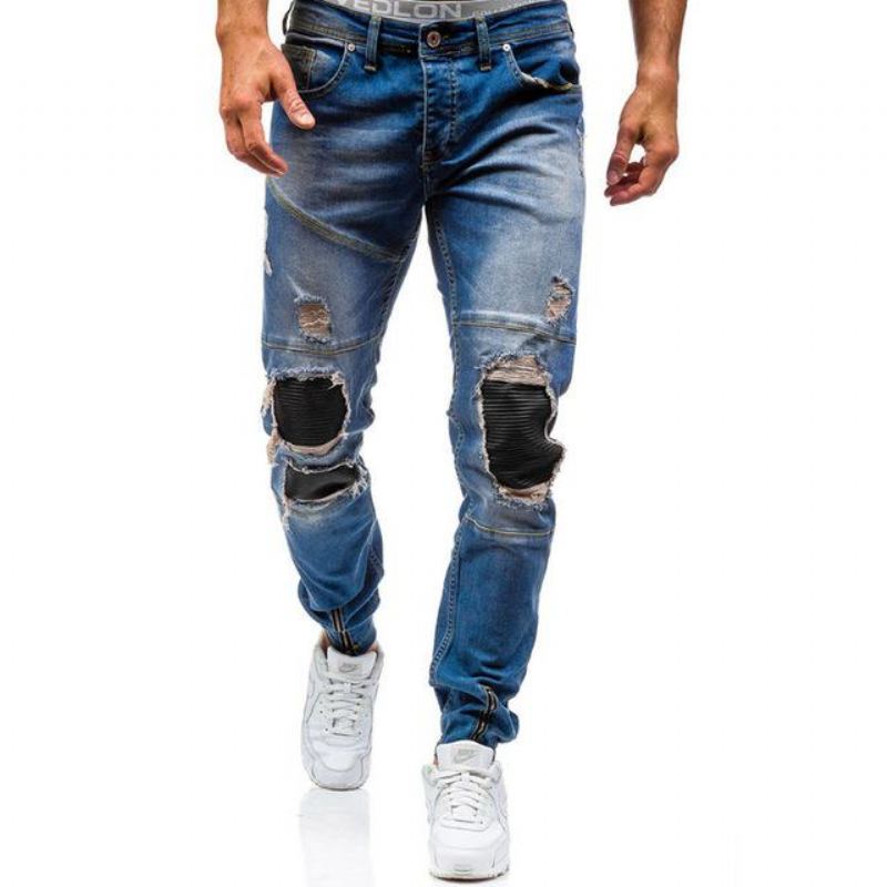 Hiphop Gewassen Skinny Jeans Voor Heren