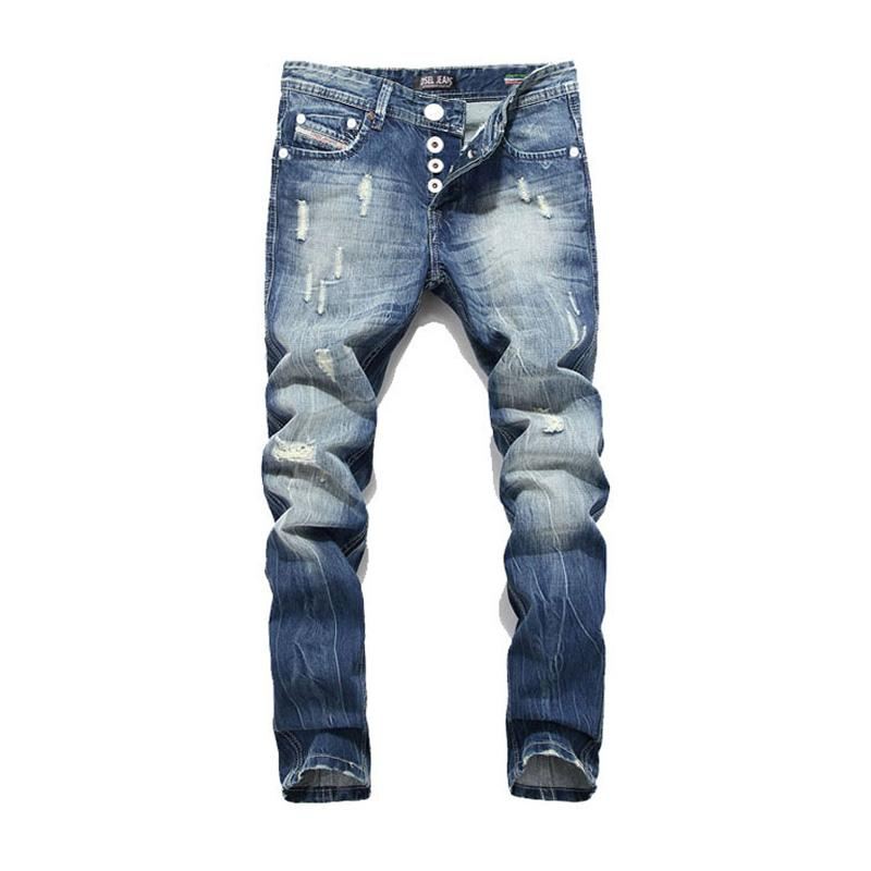 Italiaanse Gescheurde Jeans Heren Met Rechte Pasvorm