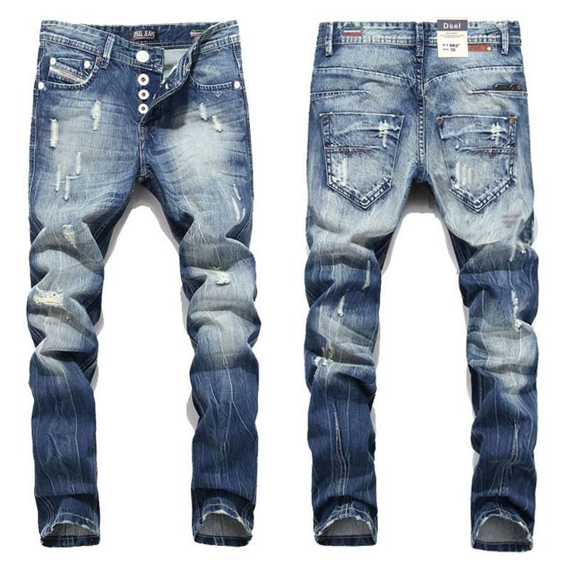 Italiaanse Gescheurde Jeans Heren Met Rechte Pasvorm