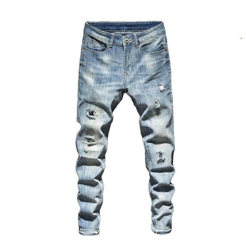 Jeans Heren Gescheurde Retro Streetwear-jeans