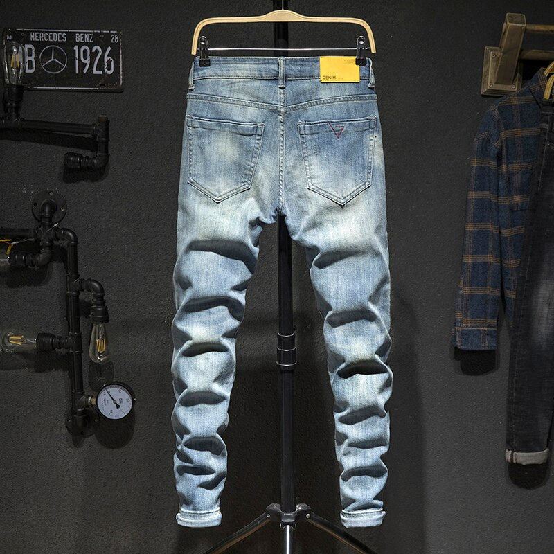 Jeans Heren Gescheurde Retro Streetwear-jeans