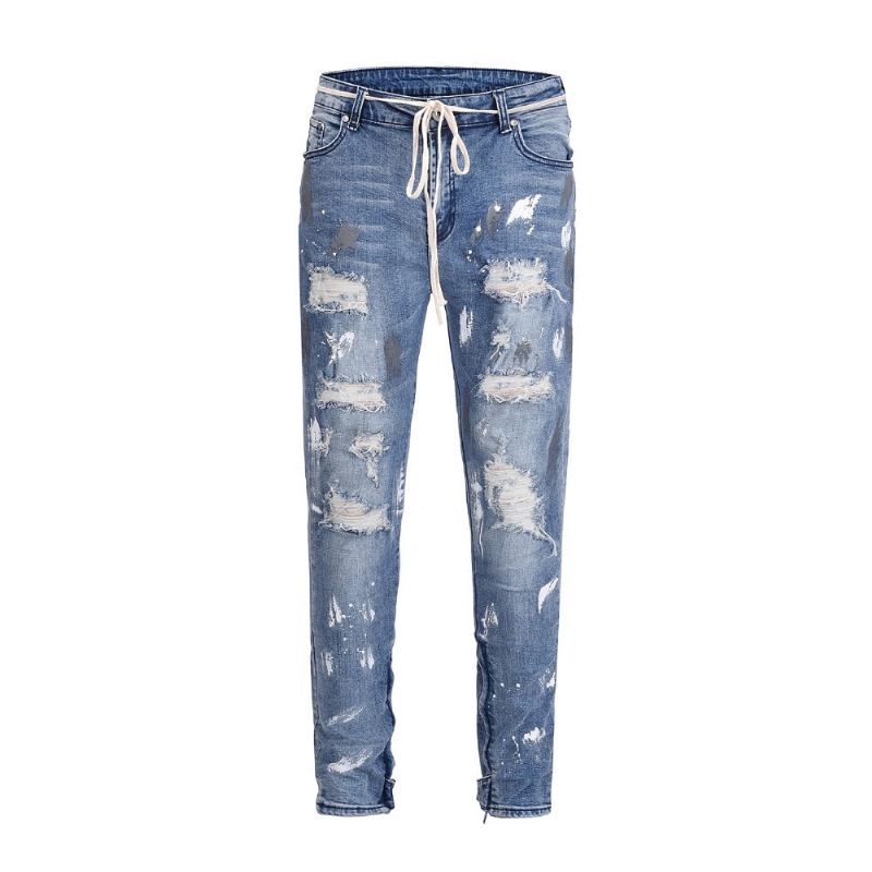 Jeans Heren Stretch-jeans Met Splash-inkt