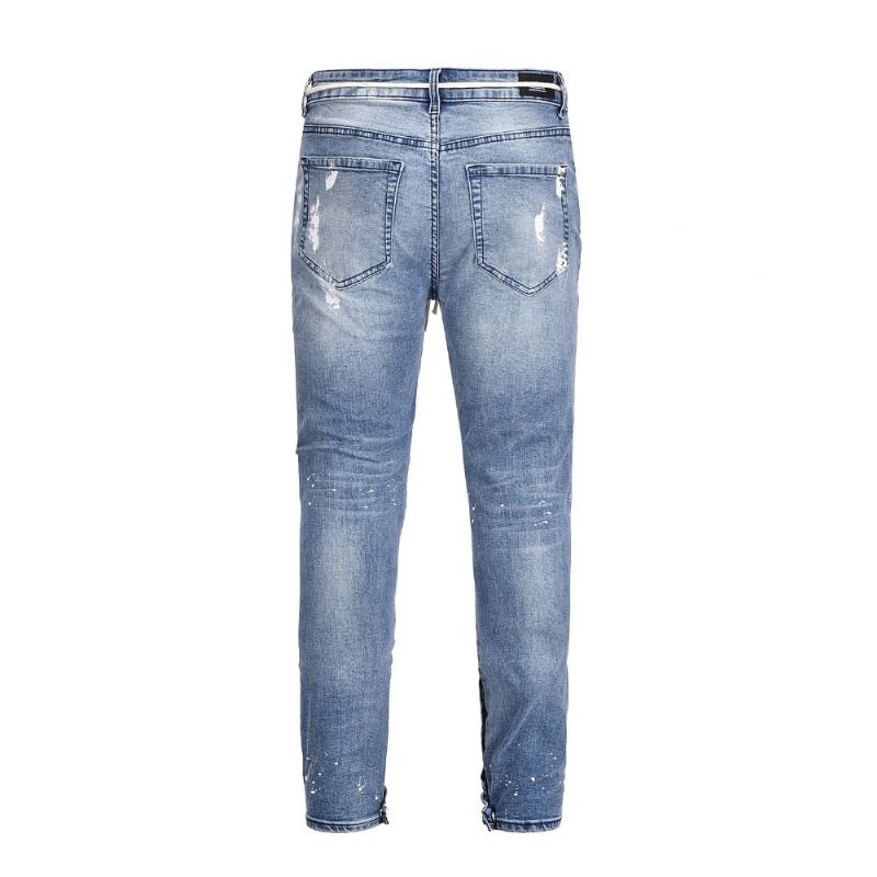 Jeans Heren Stretch-jeans Met Splash-inkt