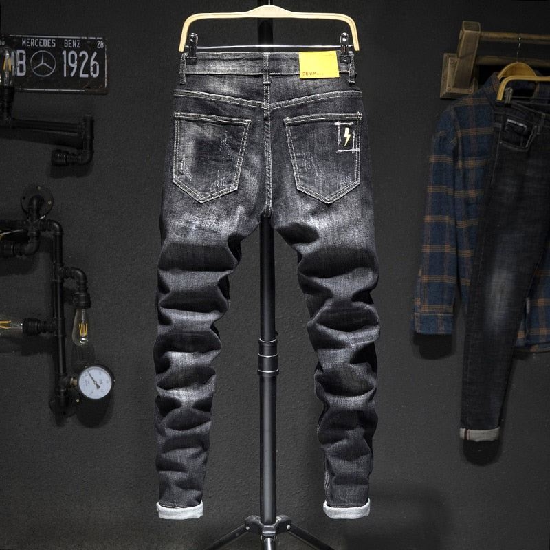 Jeans Heren Verontruste Streetwear-jeans Met Slanke Pasvorm