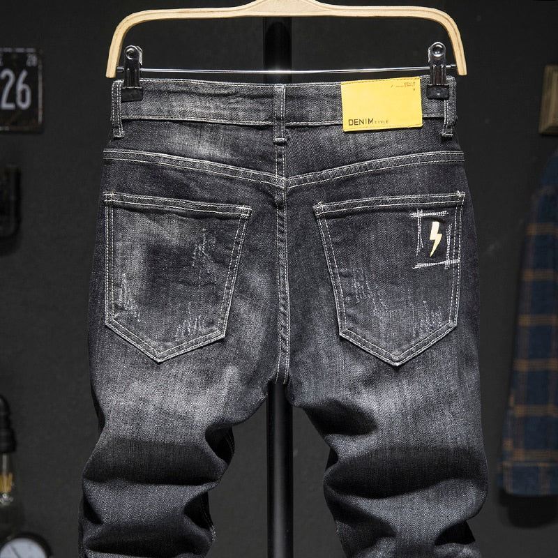 Jeans Heren Verontruste Streetwear-jeans Met Slanke Pasvorm