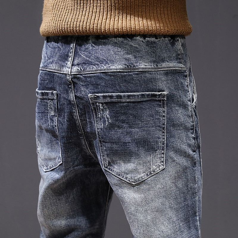 Jeans Heren Vrijetijdsjeans Met Elastische Taille En Ruches