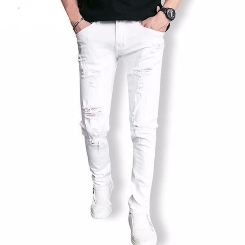 Mode Witte Gescheurde Jeans