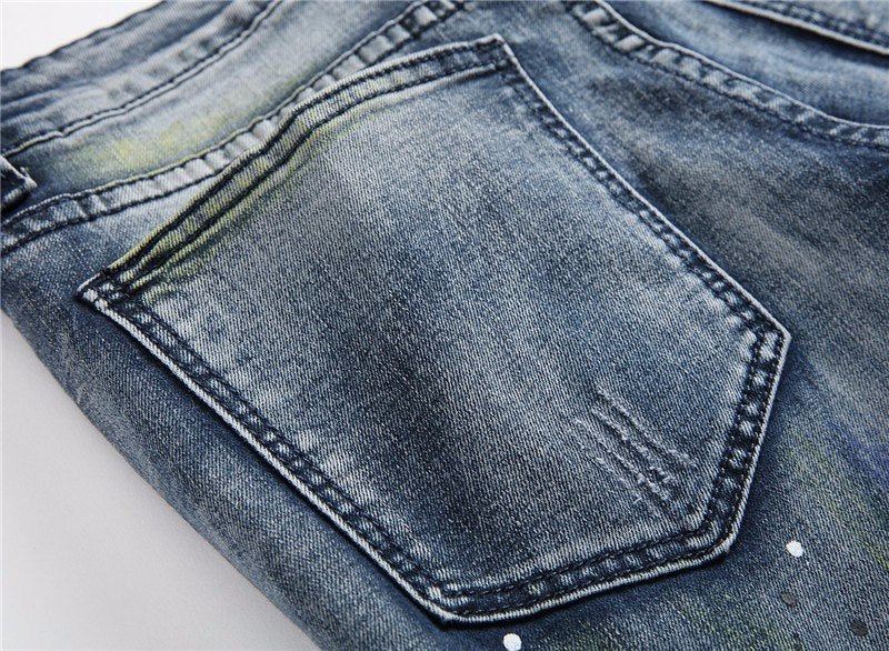 Rock Splash-inkt Skinny Jeans Heren Met Stretch En Scheuren