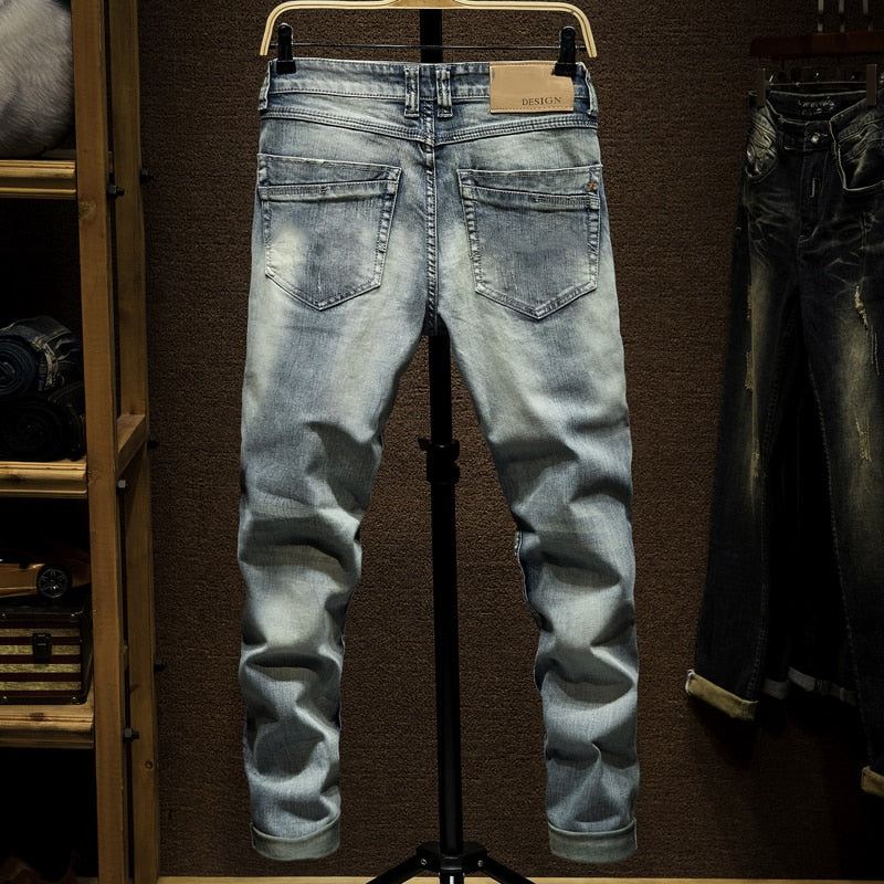 Skinny Gescheurde Versleten Denim Jeans