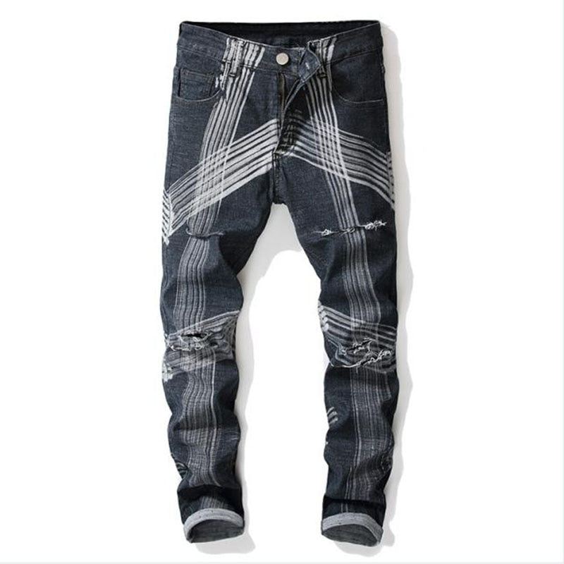 Slim Fit Gaten Beggar Jeans Heren Joggingbroek