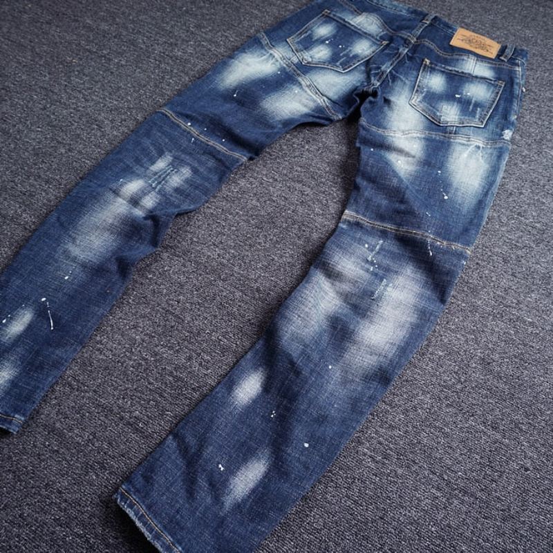 Slim Fit Gesplitste Designer Gescheurde Jeans