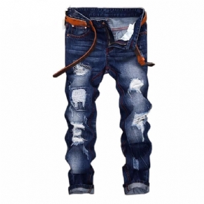 Slim Jeans Heren Met Gescheurde Denim