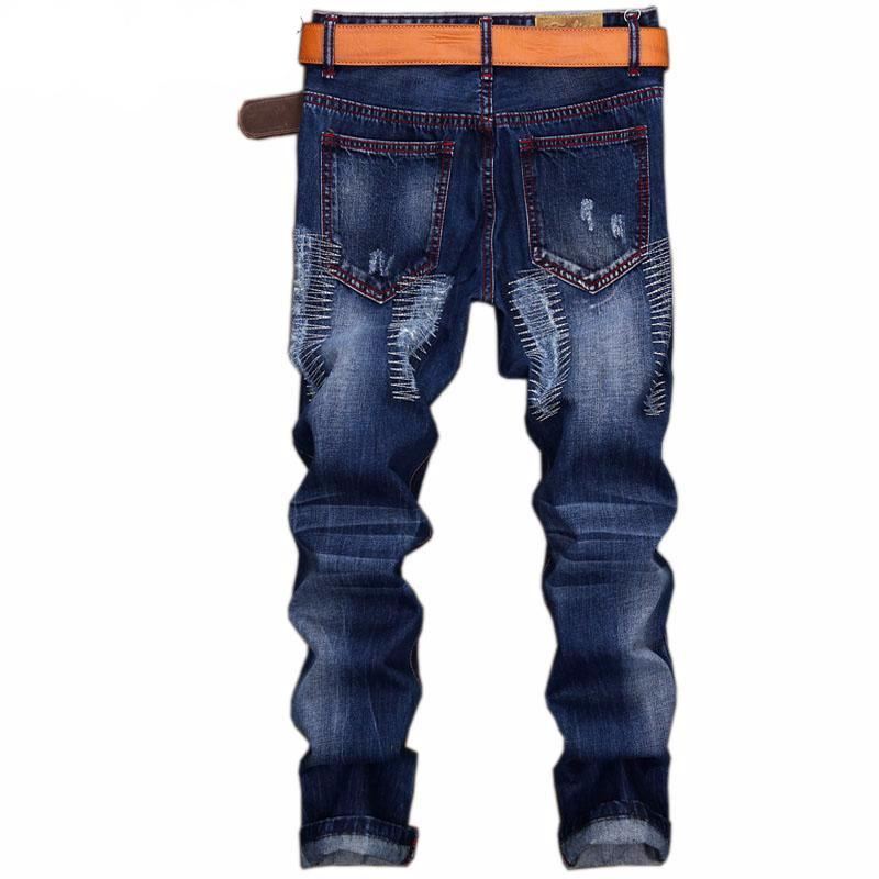 Slim Jeans Heren Met Gescheurde Denim