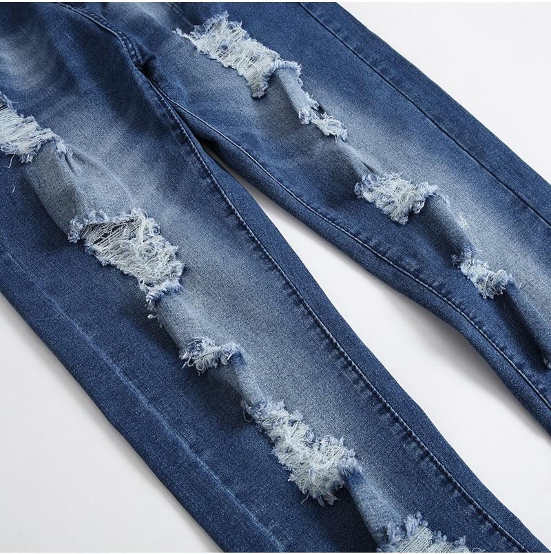 Slim Jeans Heren Met Gescheurde Denim