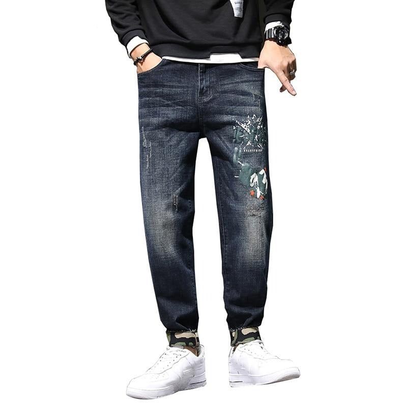 Streetwear Baggy Denim Jeans Heren Met Stretch