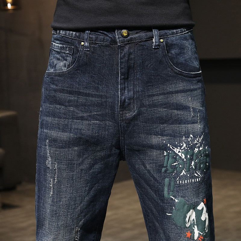 Streetwear Baggy Denim Jeans Heren Met Stretch