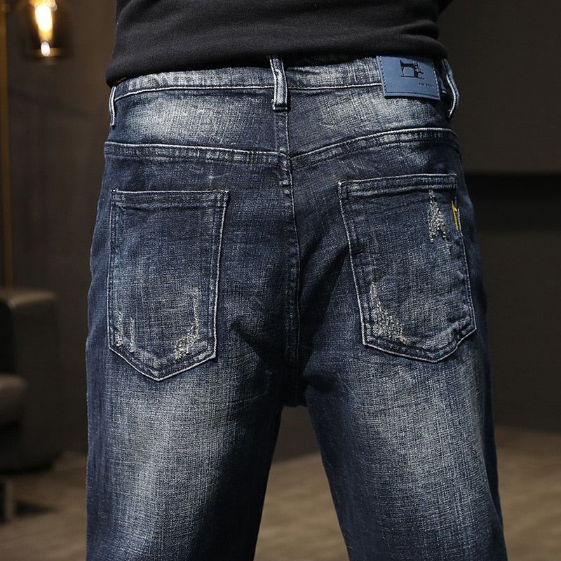 Streetwear Baggy Denim Jeans Heren Met Stretch