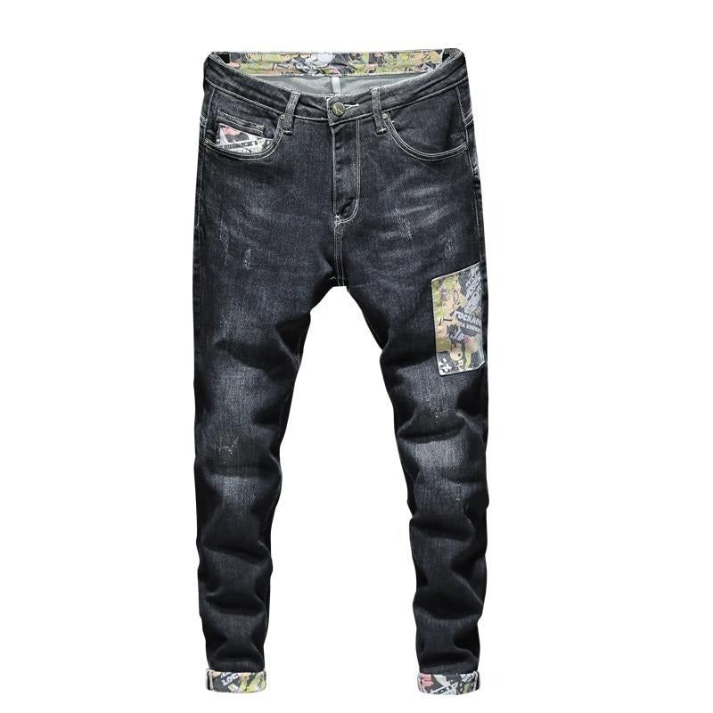 Stretch Pacthwork Patronen Mode Jeans