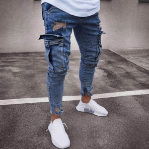 Trend Kniegat Rits Voeten Jeans