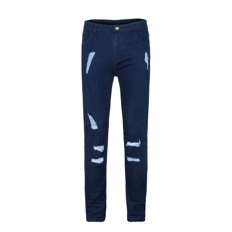 Trend Kniegaten Jeans Heren Met Ritsen