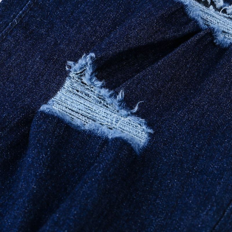 Trend Kniegaten Jeans Heren Met Ritsen