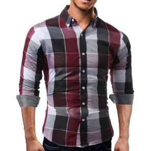 Heren Pak Overhemd Daily Tartan Shirt Met Lange Mouwen