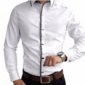 Heren Pak Overhemd Designer Slim-fit Katoenen Overhemden