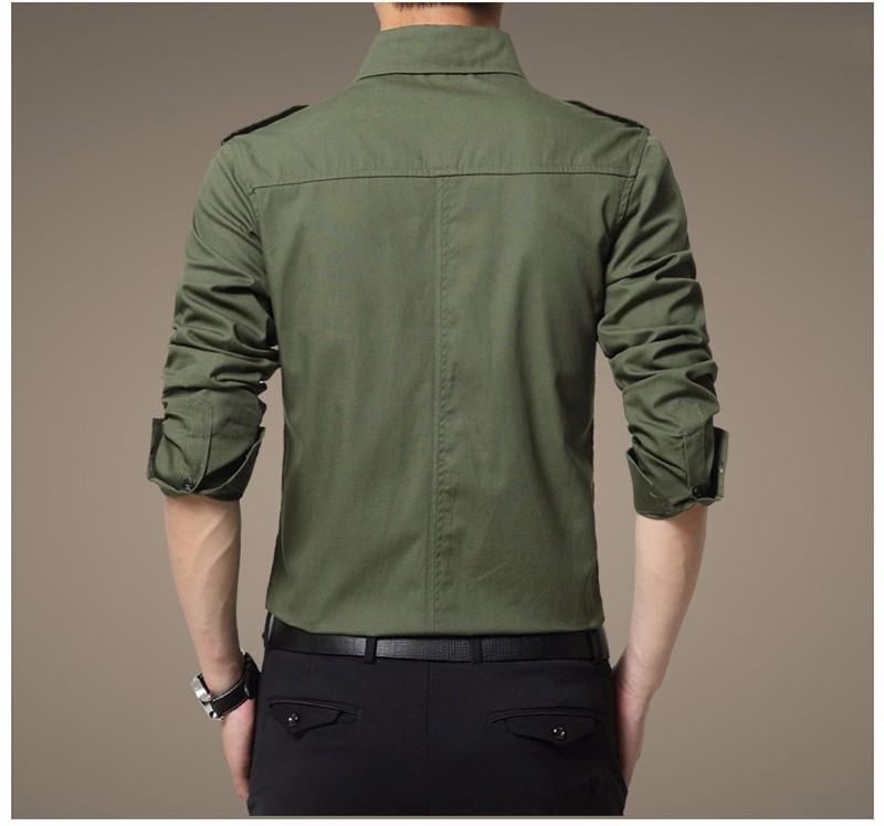 Heren Pak Overhemd Epaulet-shirt Met Volledige Mouw