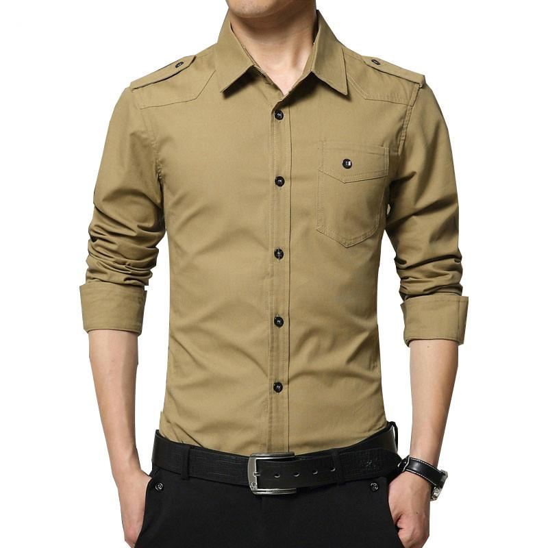 Heren Pak Overhemd Epaulet-shirt Met Volledige Mouw