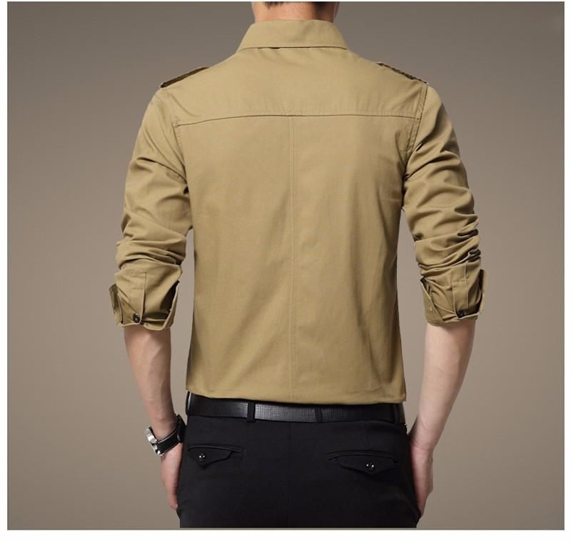 Heren Pak Overhemd Epaulet-shirt Met Volledige Mouw