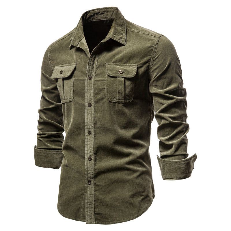 Single-breasted Corduroy Pak Overhemd Heren Casual Overhemd