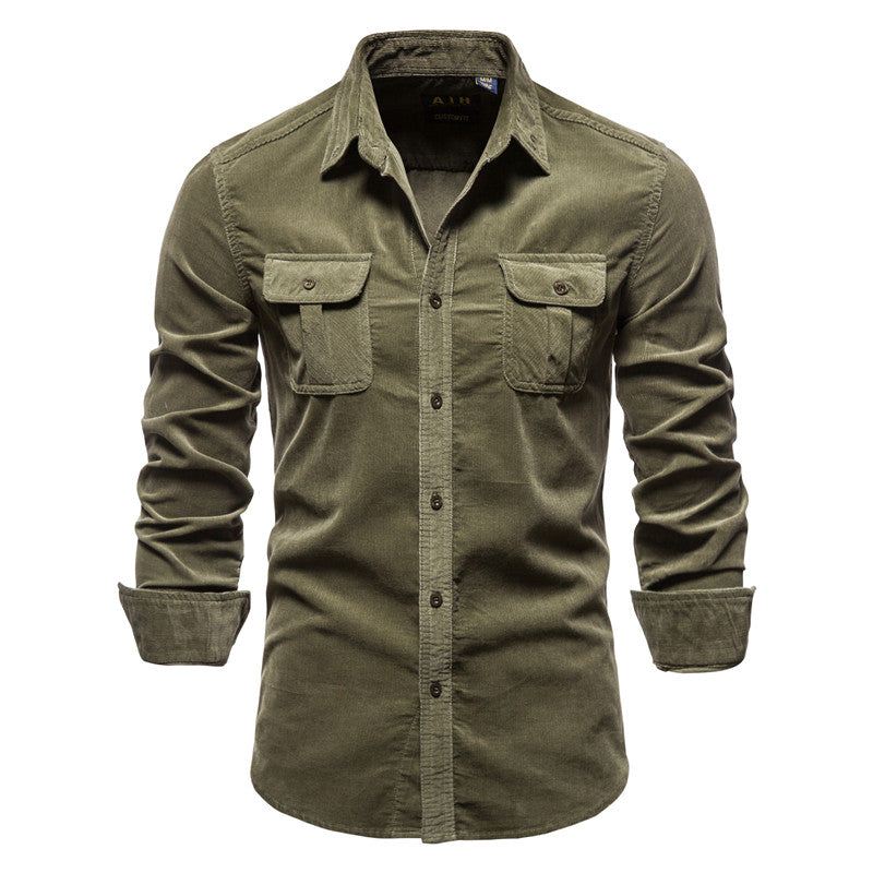 Single-breasted Corduroy Pak Overhemd Heren Casual Overhemd