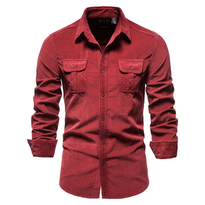 Single-breasted Corduroy Pak Overhemd Heren Casual Overhemd