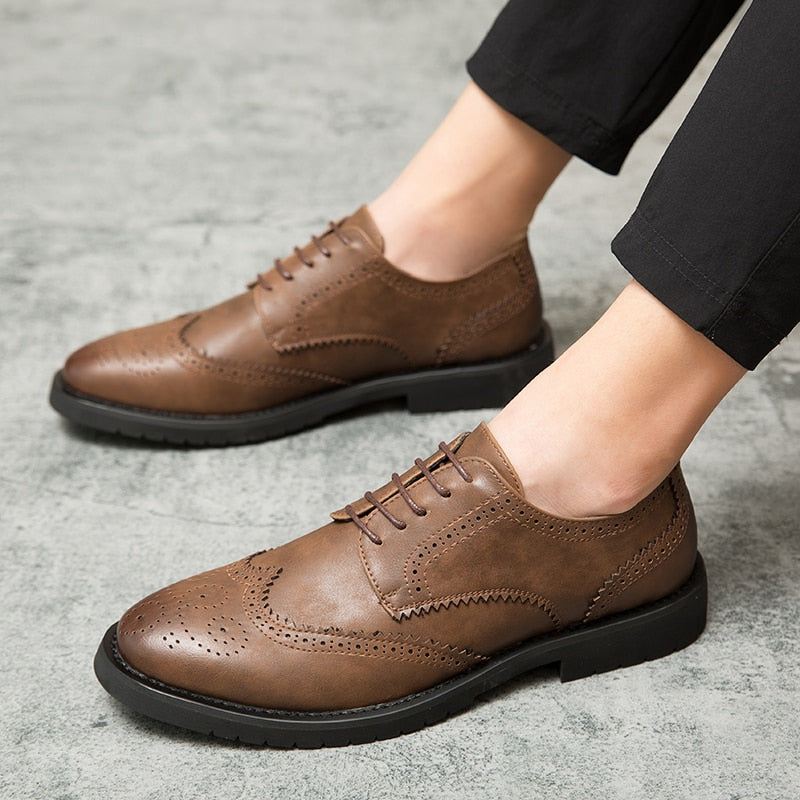 Elegante Schoenen Heren Brogue Britse Casual Leren Jurk Schoenen