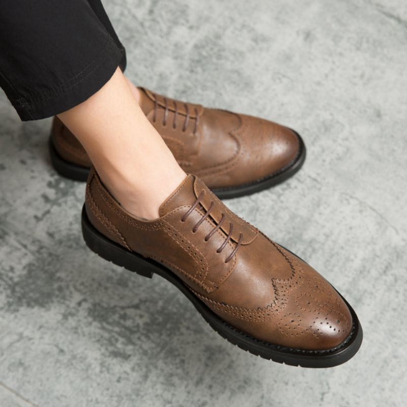 Elegante Schoenen Heren Brogue Britse Casual Leren Jurk Schoenen