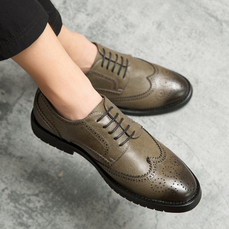 Elegante Schoenen Heren Brogue Britse Casual Leren Jurk Schoenen