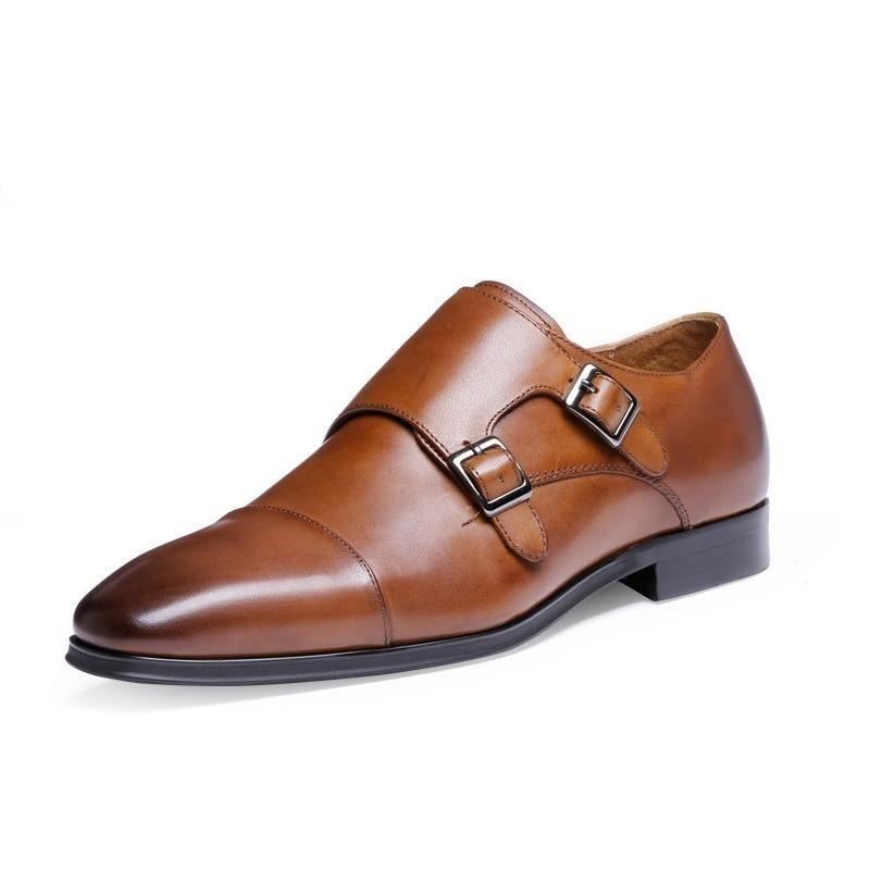 Heren Elegante Schoenen Echt Leer Oxford Met Riemen