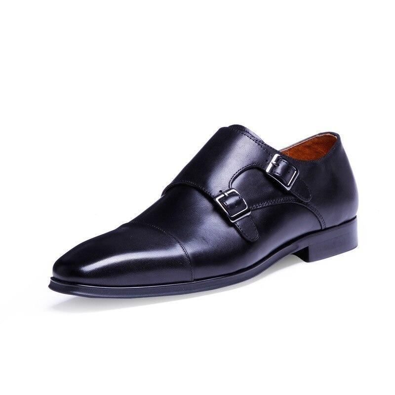 Heren Elegante Schoenen Echt Leer Oxford Met Riemen