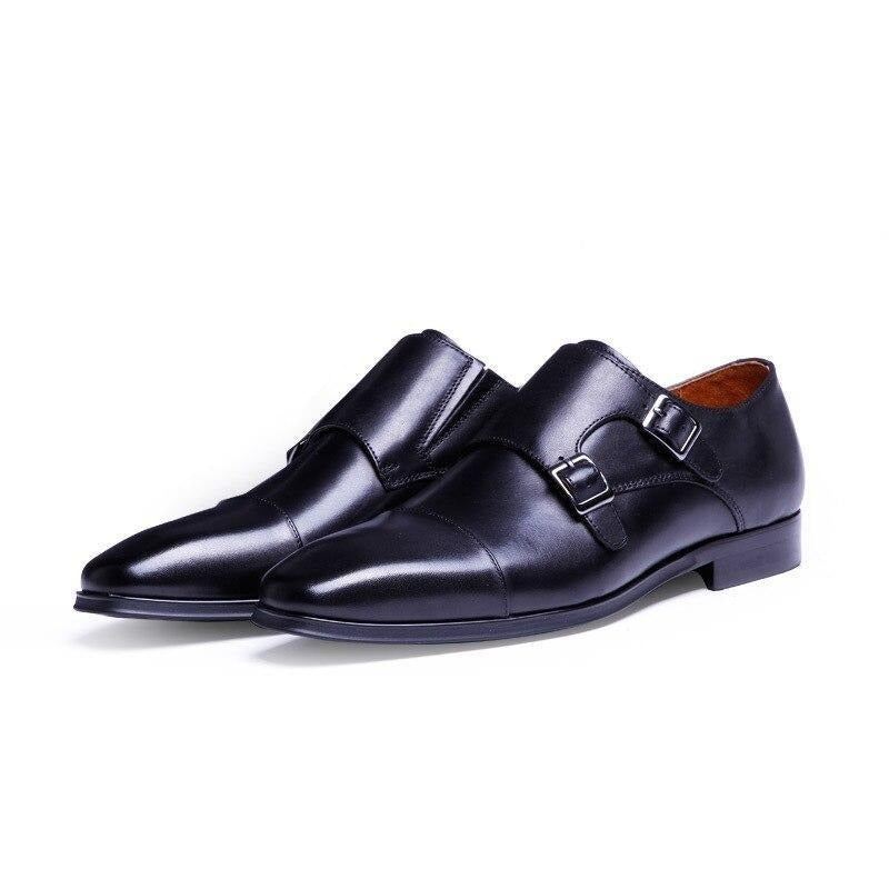 Heren Elegante Schoenen Echt Leer Oxford Met Riemen