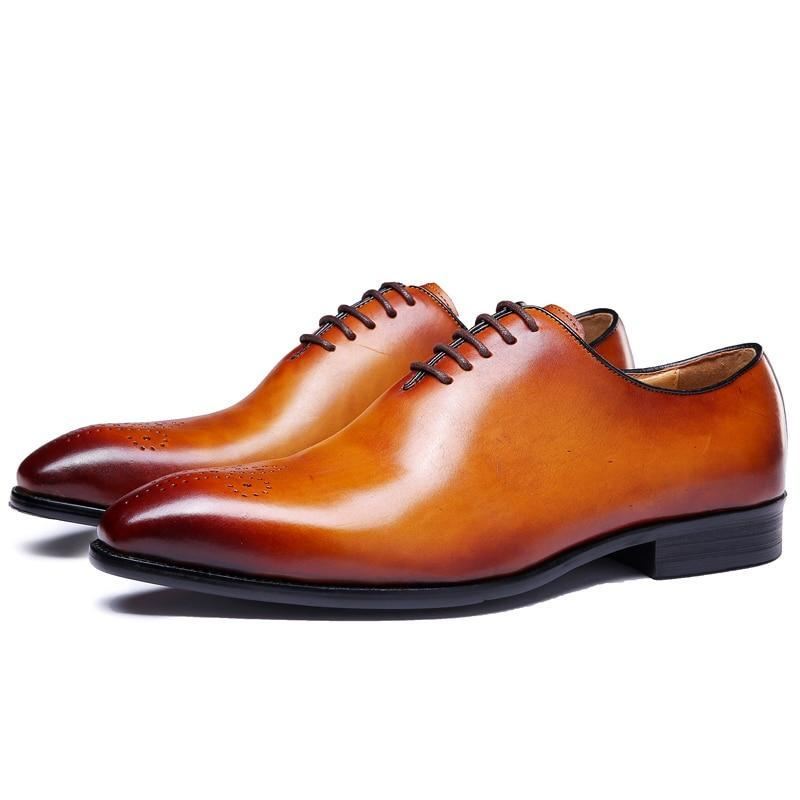 Heren Elegante Schoenen Geheel Gesneden Effen Oxford-kledingschoenen