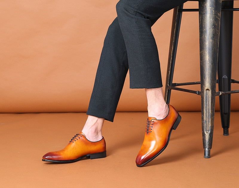 Heren Elegante Schoenen Geheel Gesneden Effen Oxford-kledingschoenen